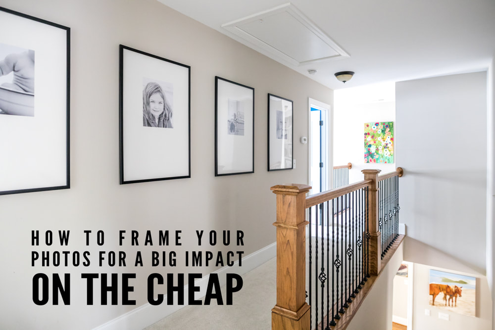 A great tutorial on how to frame your photos for big impact on the cheap. DIY poster frames using white mats for negative space. By Calm Cradle Photo & Design (Chapel Hill, NC). Inexpensive framing. Black and white photography.