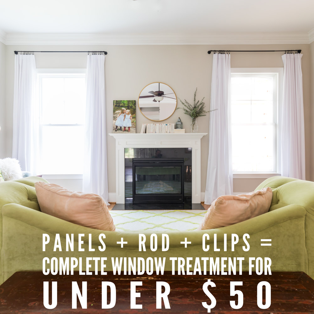 Rods + Clips + Panels = Total Window Treatment for Under $50. (DIY white curtains. Decor.) By Calm Cradle Photo & Design