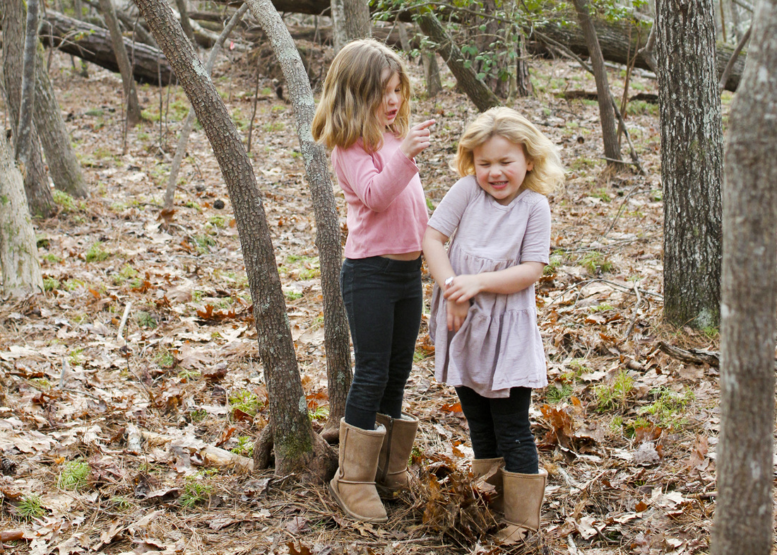 Portraits: Outtakes and pullbacks of the big sisters from my maternity session in the woods. By Calm Cradle Photo & Design