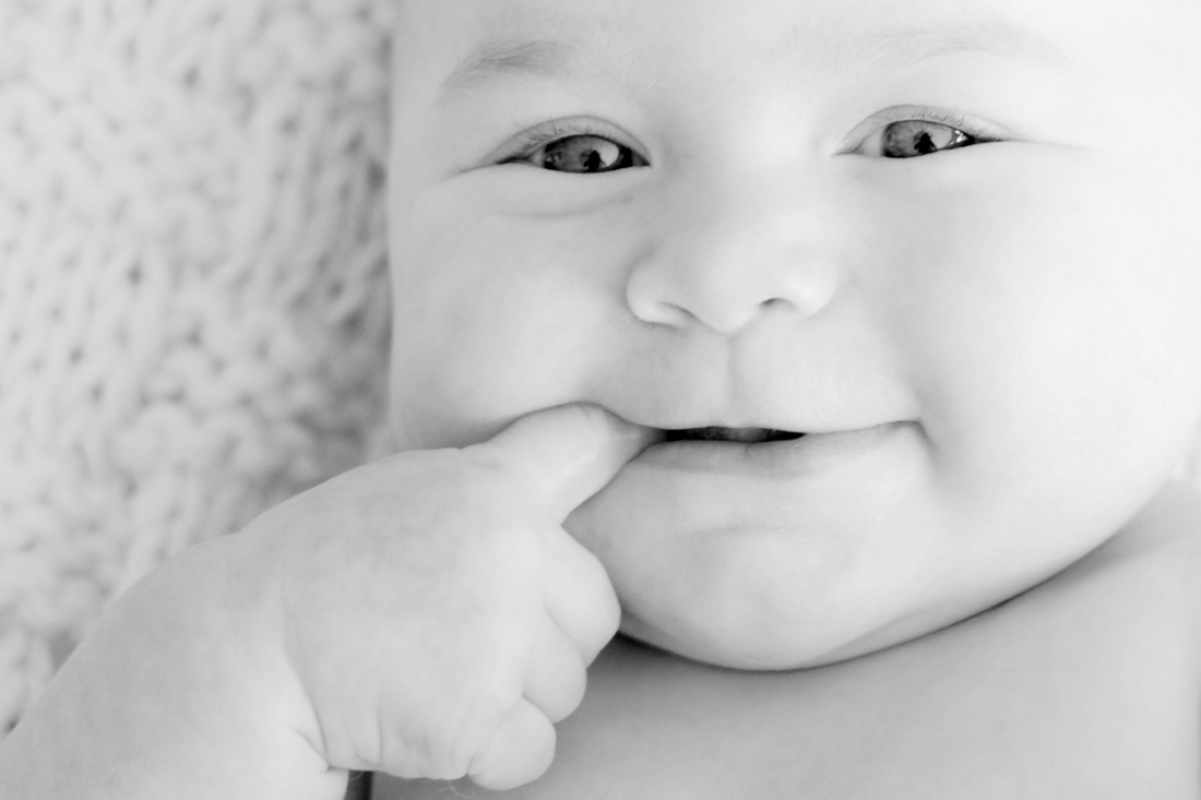 Black and white baby portrait. By Calm Cradle Photo & Design