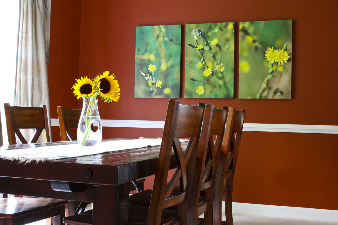 Fall dining room. (And how to pull together a series of art.) By Calm Cradle Photo & Design