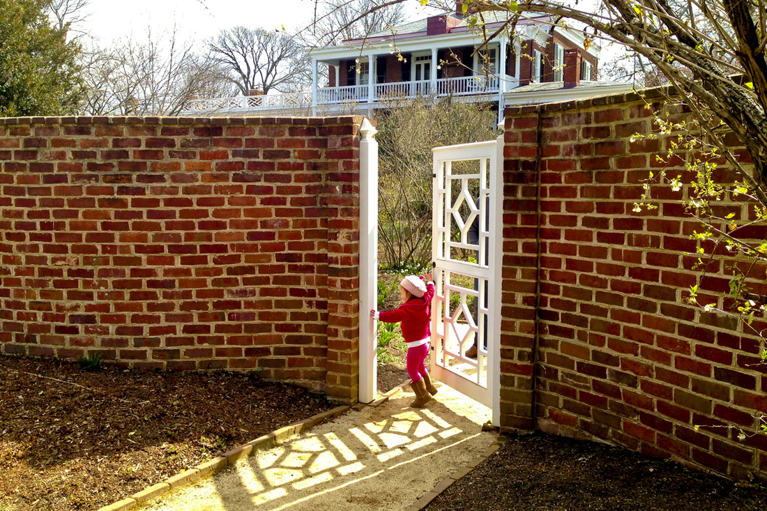 Gate in the University of Virginia (UVA) gardens. Charlottesville, Virginia. Calm Cradle Photo & Design