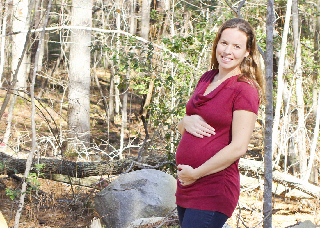 Portraits: Early maternity photos in the woods. Self portraits by Calm Cradle Photo & Design