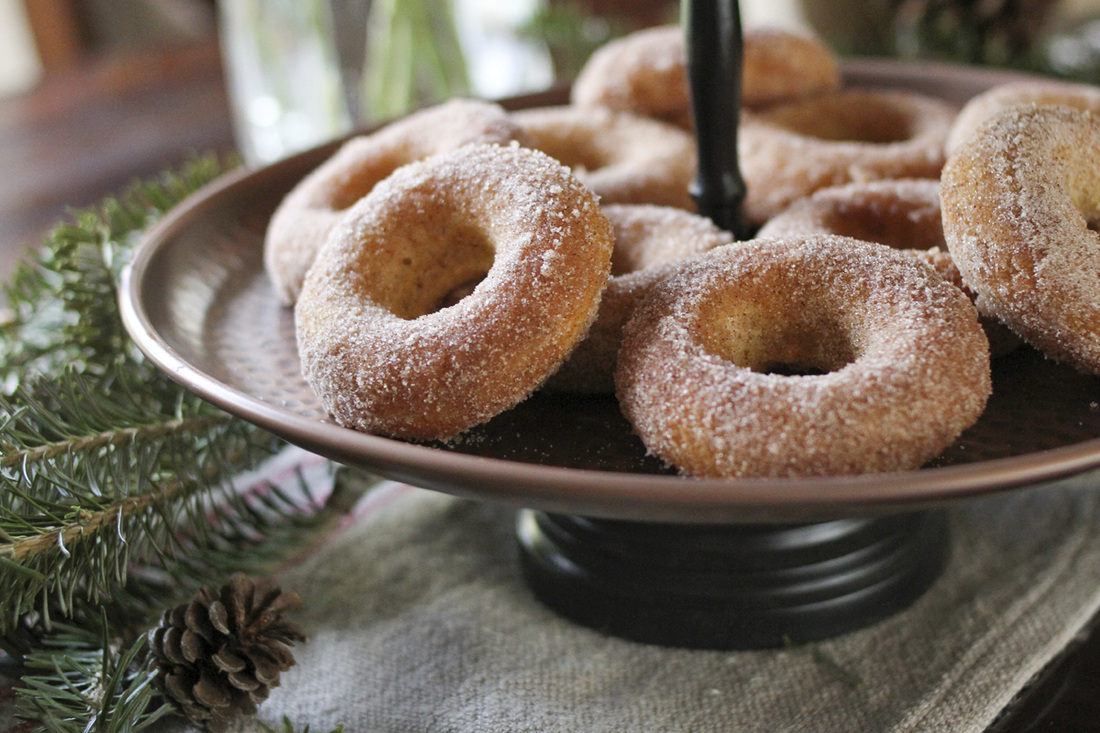 Bake cinnamon-sugar doughnuts. A winter bridal shower tea party. By Calm Cradle Photo & Design