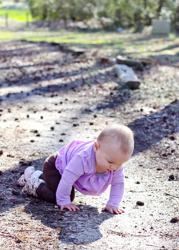 Crawling in the mud. 10-month baby portraits. Calm Cradle Photo & Design