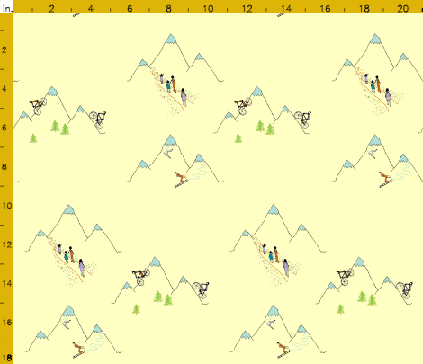 Mountain play in custard. Available in fabric, wallpaper and gift wrap. By Calm Cradle Photo & Design