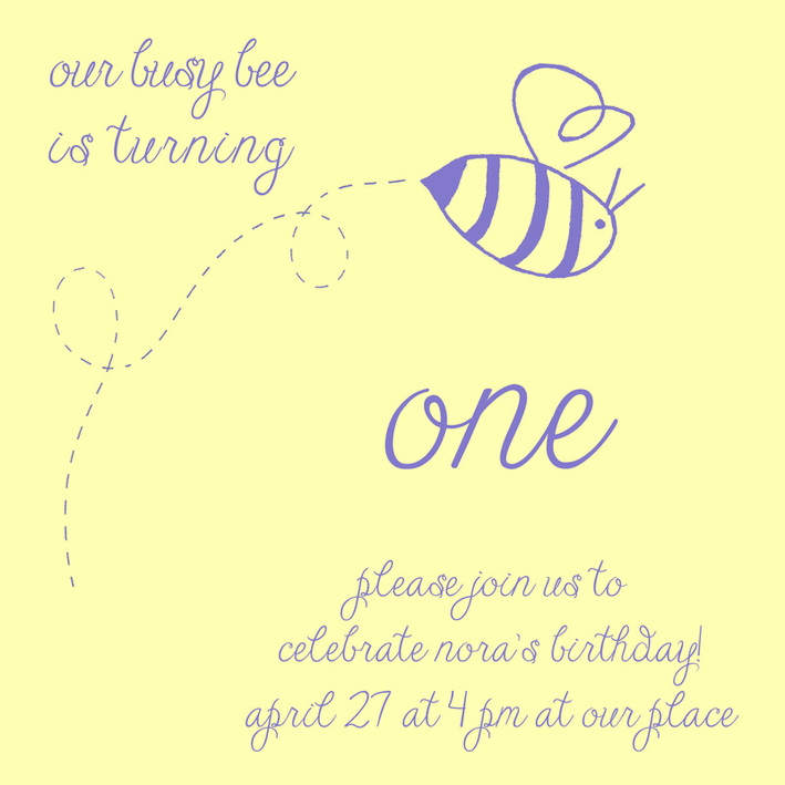 Busy bee birthday invitation. Calm Cradle Photo & Design