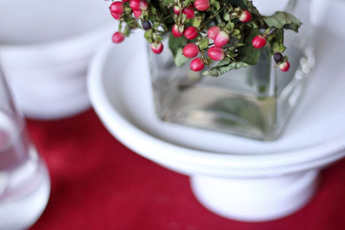 DIY cake stands painted white. Red berries. Calm Cradle Photo & Design