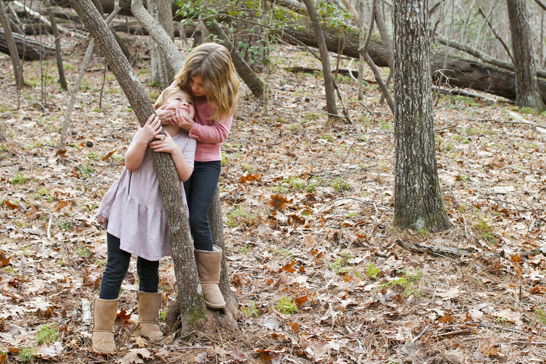 Portraits: Outtakes and pullbacks of the big sisters from my maternity session in the woods. By Calm Cradle Photo & Design