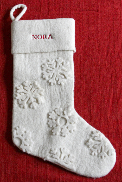 DIY: Embellishing a Christmas stocking with bells and blanket stitching. Calm Cradle Photo & Design