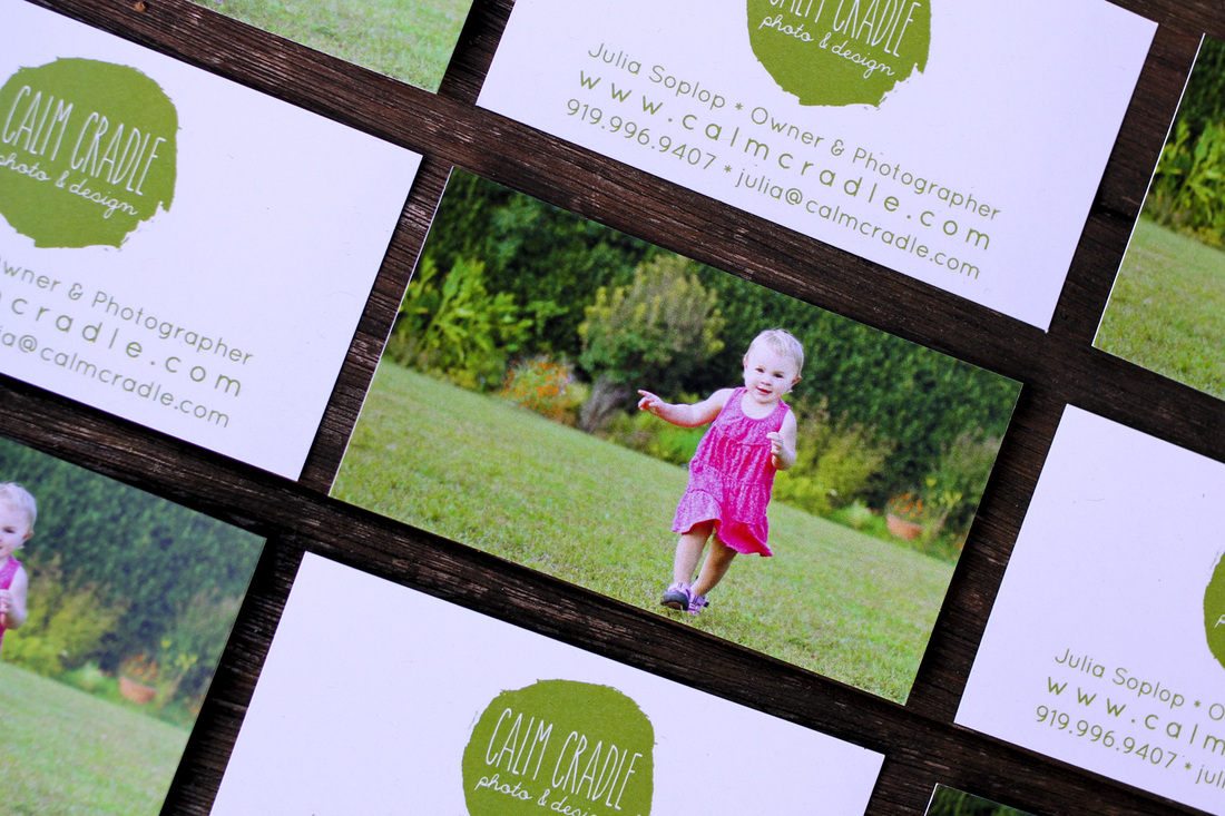 Business cards by Calm Cradle Photo & Design. (For photography studio)