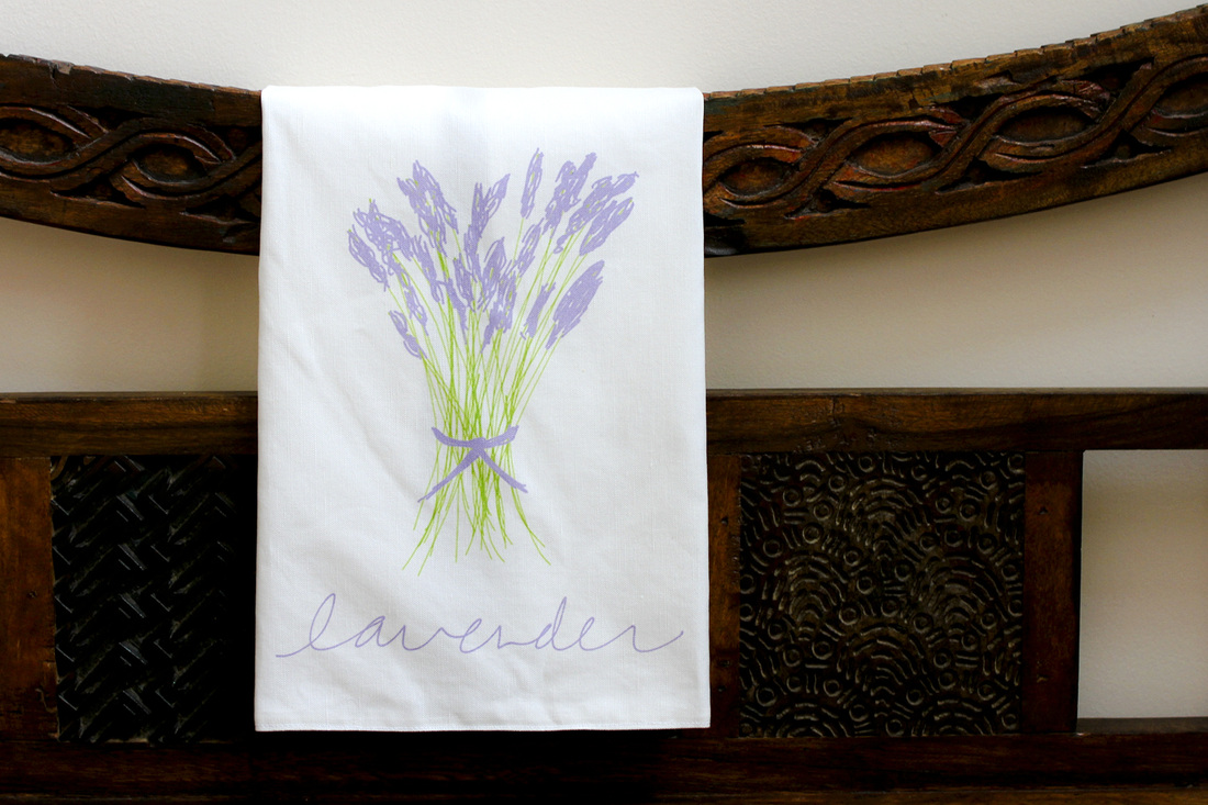 DIY cut-and-sew lavender tea towel. Calm Cradle Photo & Design