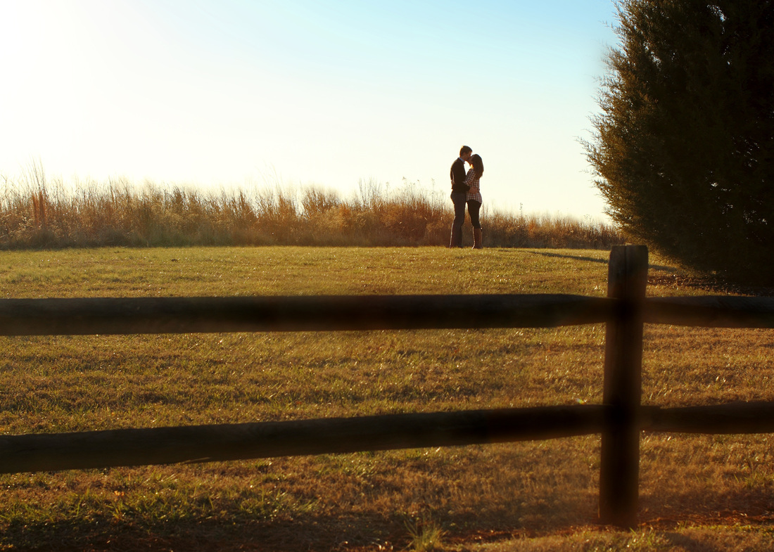 Winter engagement photos in tall grass. By Calm Cradle Photo & Design