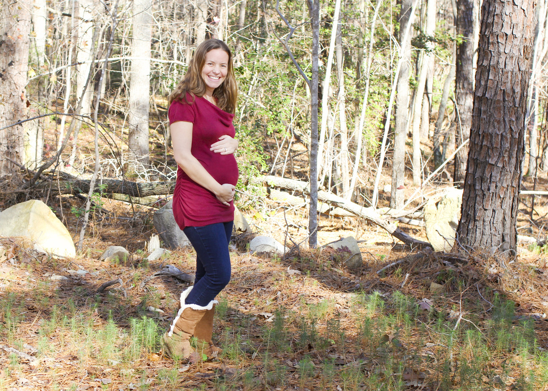 Portraits: Early maternity photos in the woods. Self portraits by Calm Cradle Photo & Design